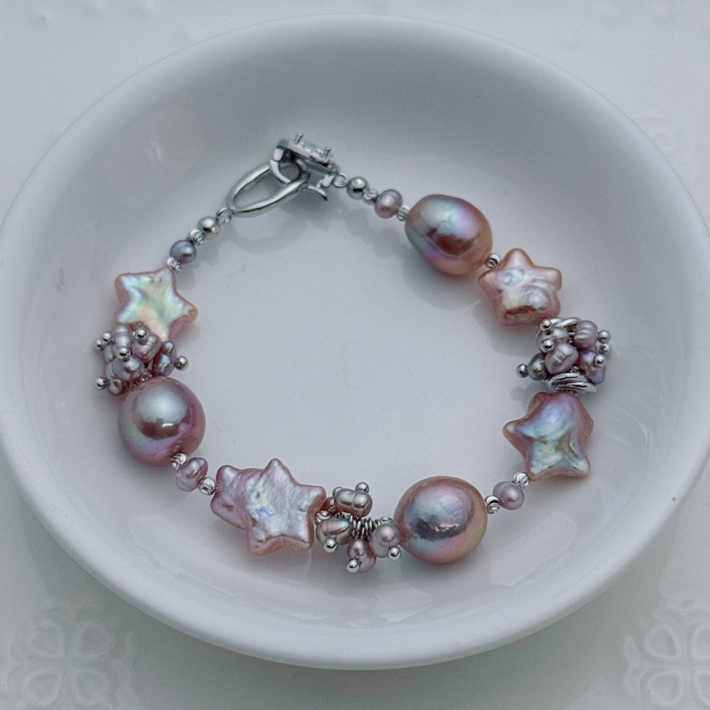 B184 Handmade Freshwater Baroque Pearl Statement Bracelets